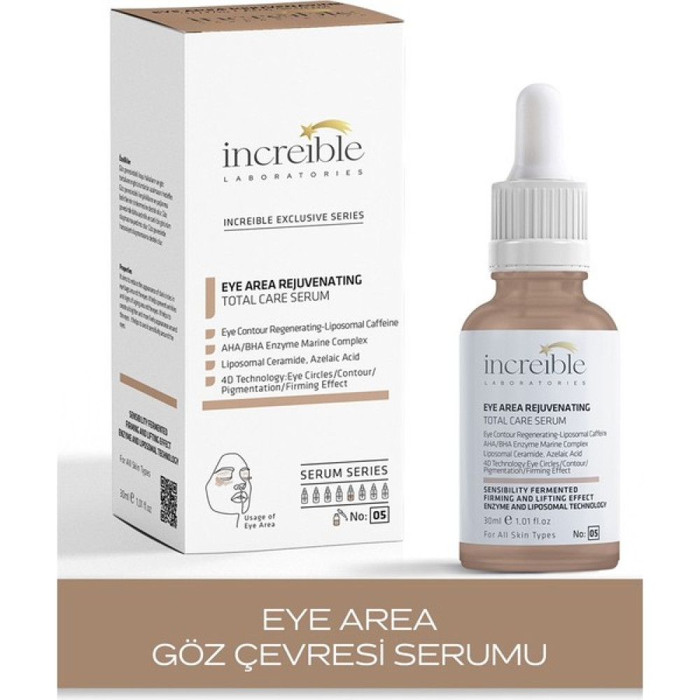 İncreible Göz Alanı Yenileyici Göz Çevresi Serumu %7 Cafein %5 Peptid %5 Niacınamide%0,5 Hyaluronıc Acıd Anti-Aging / Yaşlanma Karşıtı Fiyatı