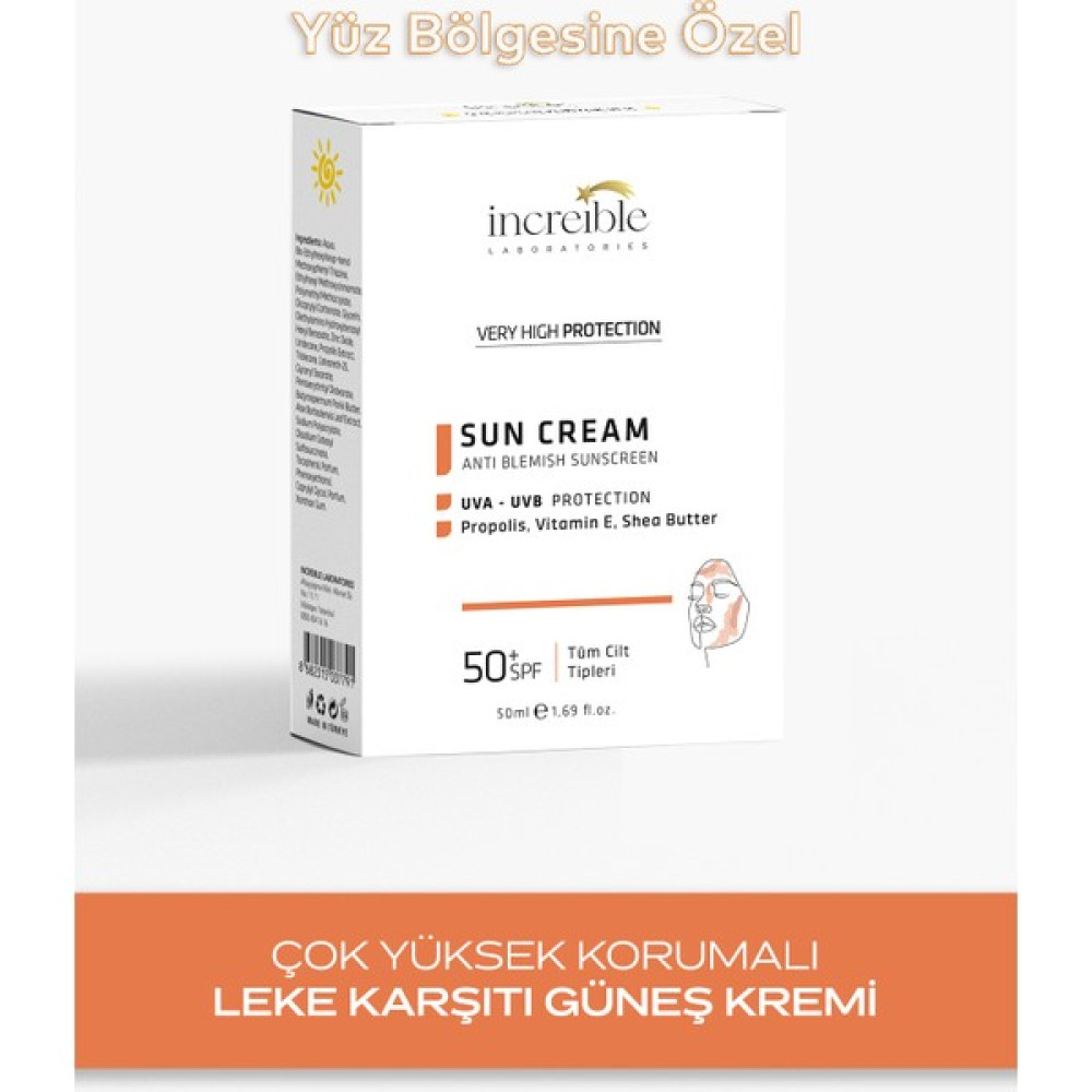 İncreible Leke Karşıtı Güneş Kremi Anti Uv-A ve Uv-B , Aloe Vera, Shea Butter, E Vitamini ve Propolis Güneş Kremleri ve Losyonları Fiyatı