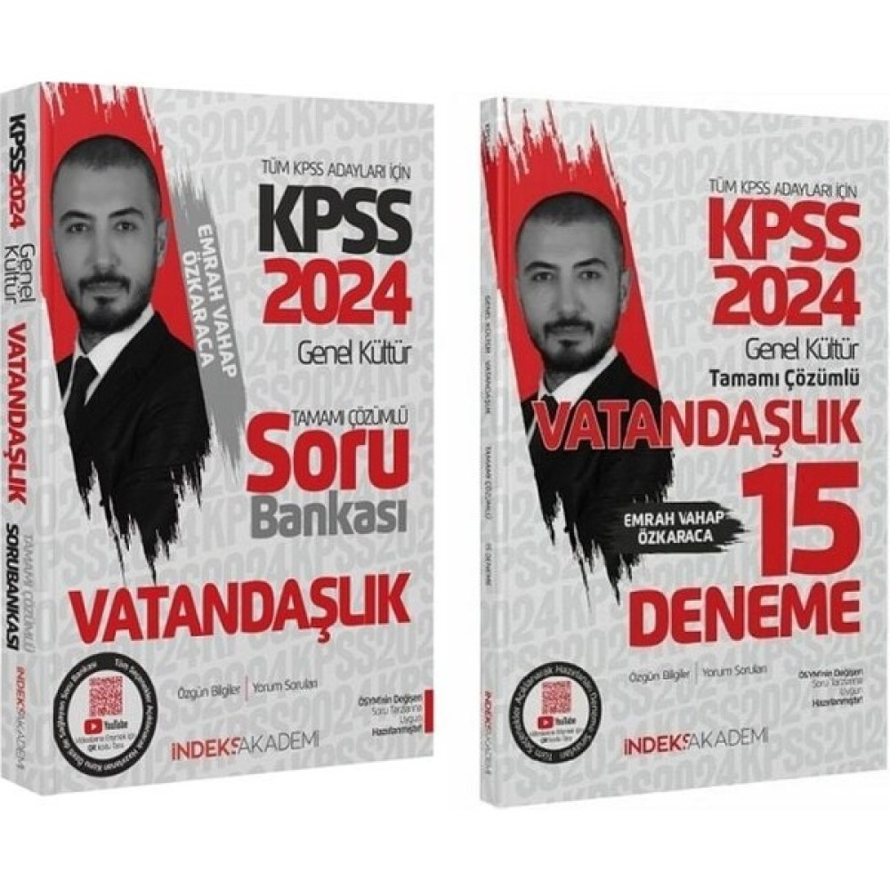 İndeks Akademi Yayıncılık 2024 KPSS Vatandaşlık Soru Bankası - 15 Deneme 2'li Set Kaynak Kitapları Fiyatı