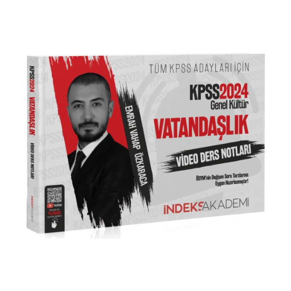İndeks Akademi Yayıncılık 2024 Kpss Vatandaşlık Video Ders Notları - Emrah Vahap Özkaraca Kaynak Kitapları Fiyatı