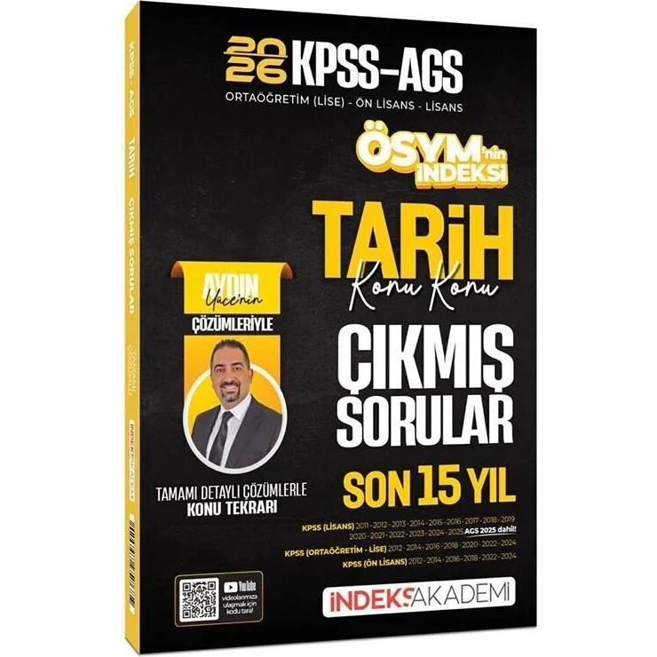 İndeks Akademi Yayıncılık KPSS MEB-AGS Tarih Çıkmış Sorular Son 15 Yıl Konu Konu Çözümlü Kitap Diğer Fiyatı