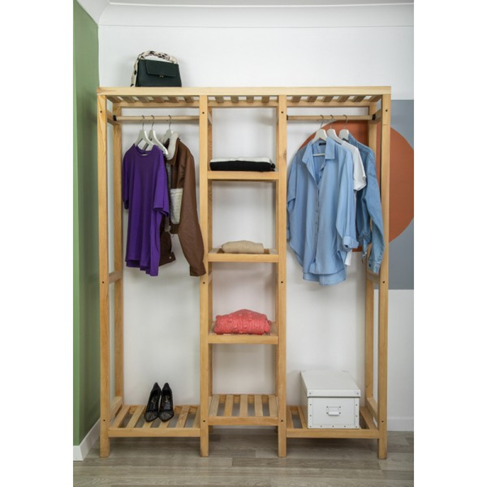 Indigo Doğal Ahşap Açık Gardırop 145x35 cm Gardrop & Dolap Fiyatı