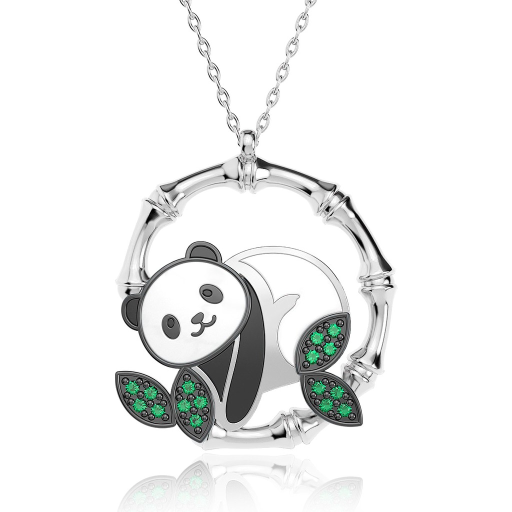 İndigo Takı Mineli Panda Gümüş Kolye - Tek Ebat Gümüş Kolye Fiyatı