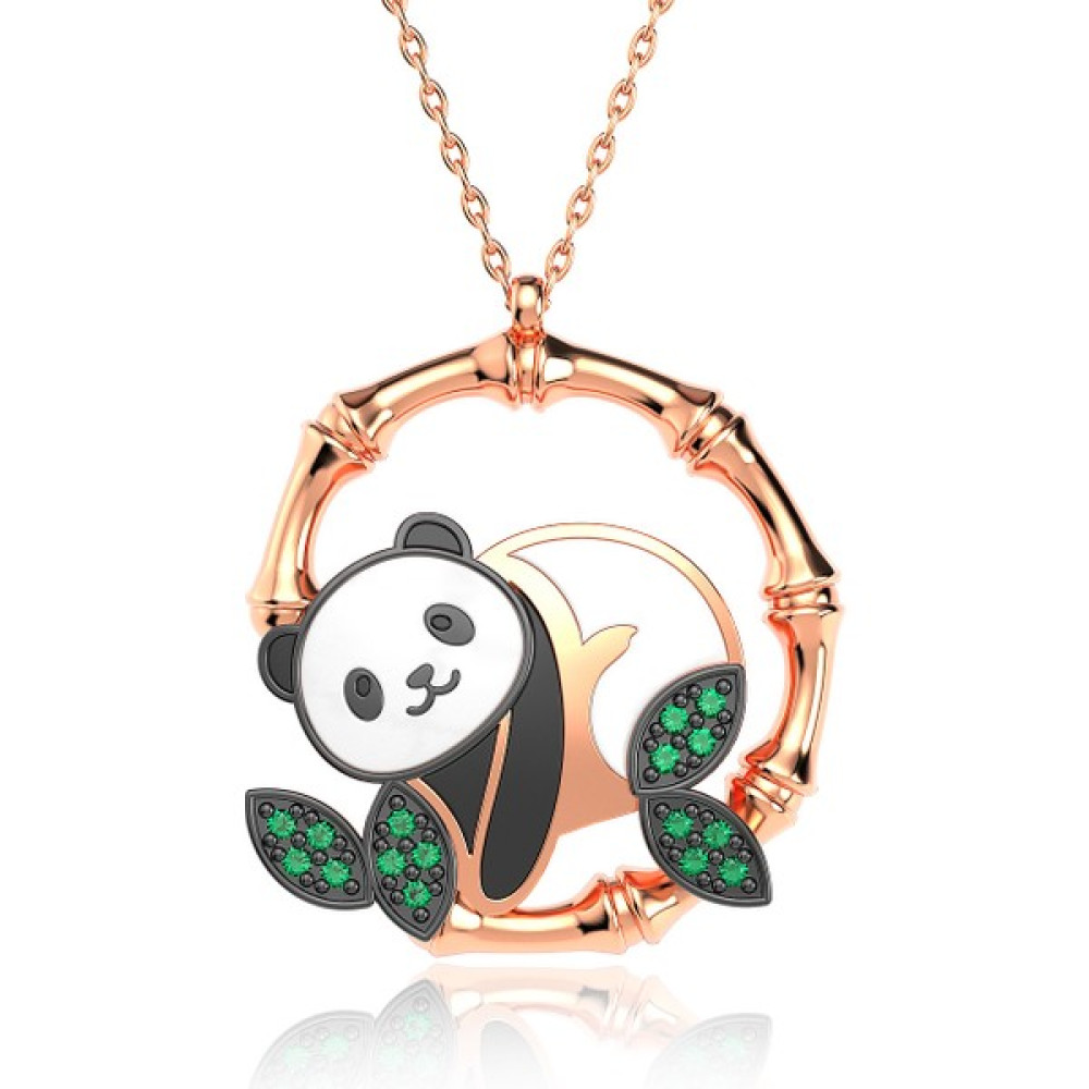 İndigo Takı Mineli Panda Rose Gümüş Kolye - Tek Ebat Gümüş Kolye Fiyatı