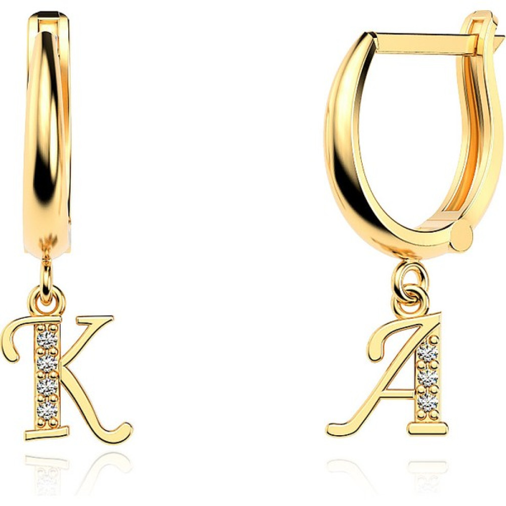 İndigo Takı Sallanan Taşlı Harf Gümüş Küpe - Gold Gümüş Küpe Fiyatı