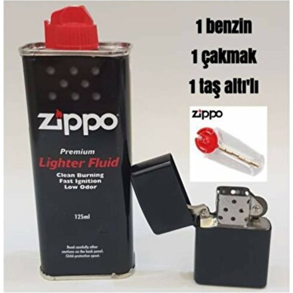 İndirim Center Zippo Benzin 125 ml Zippo Siyah Benzinli Çakmak ve Taşı Set Çakmak Fiyatı