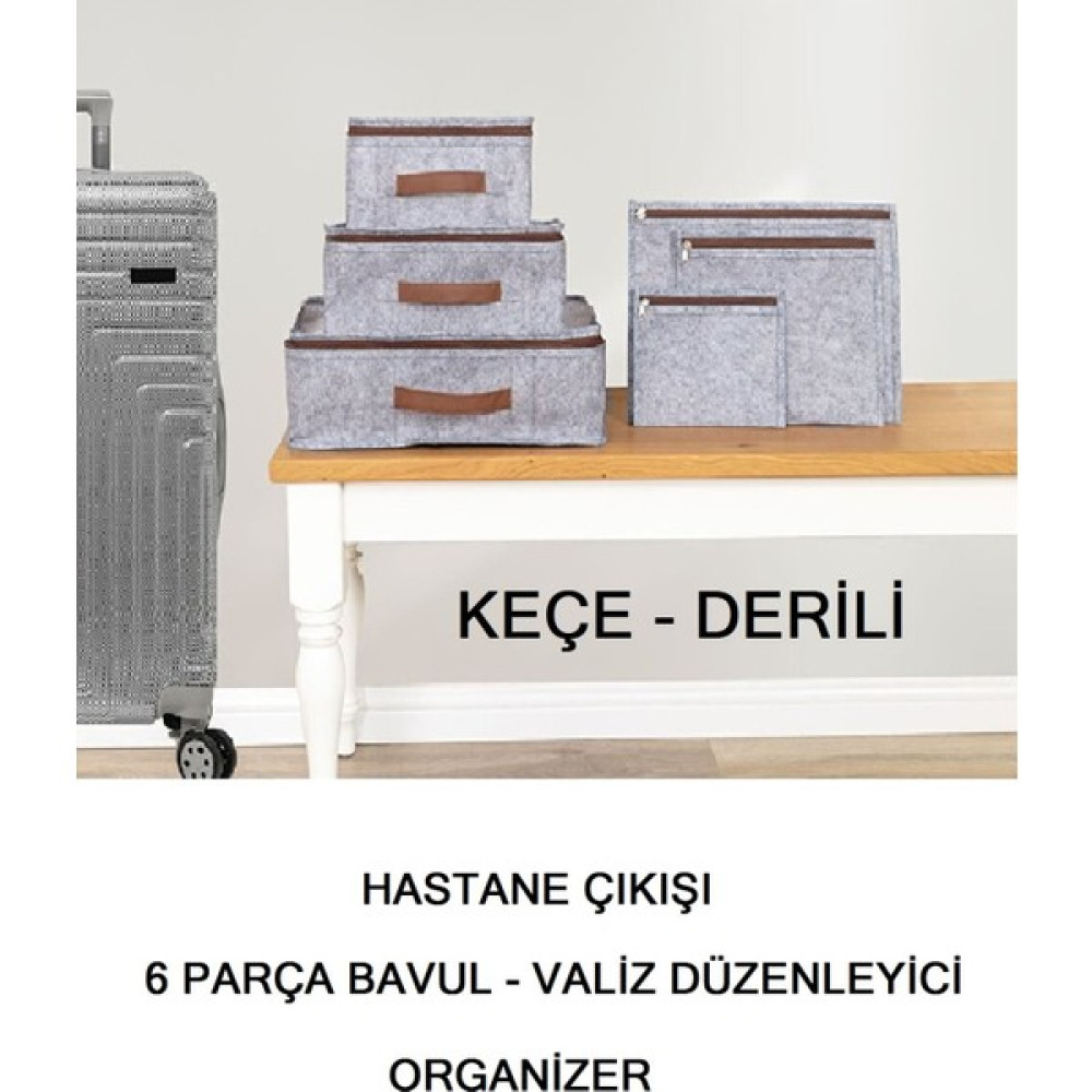 İndirim Hareketi Hastane Çıkışı 6 Parça Bavul Valiz Düzenleyici Organizer Derili Keçe Gri Çanta (Outdoor) Fiyatı