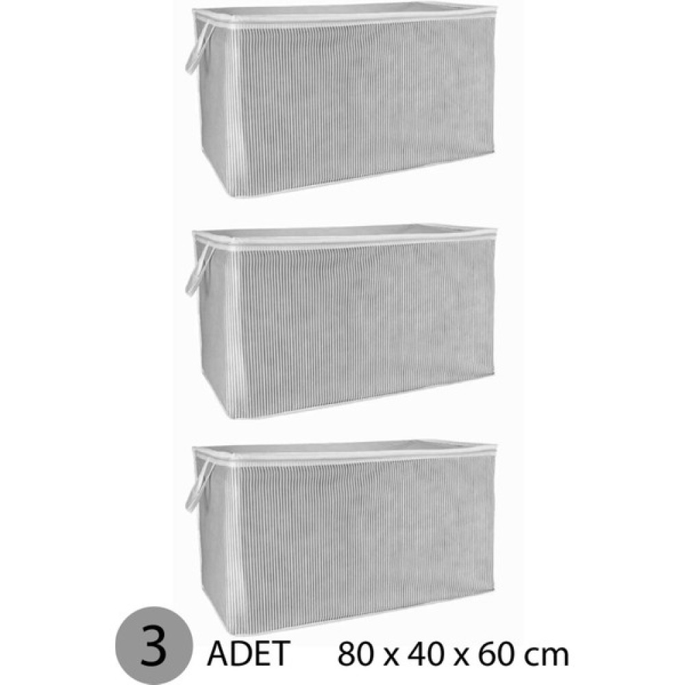 İndirim Hareketi Yorgan Hurcu Mega Hurç 80 x 60 x 40 cm Gri - 3 Adet - Beyaz - Gri Hurç Fiyatı