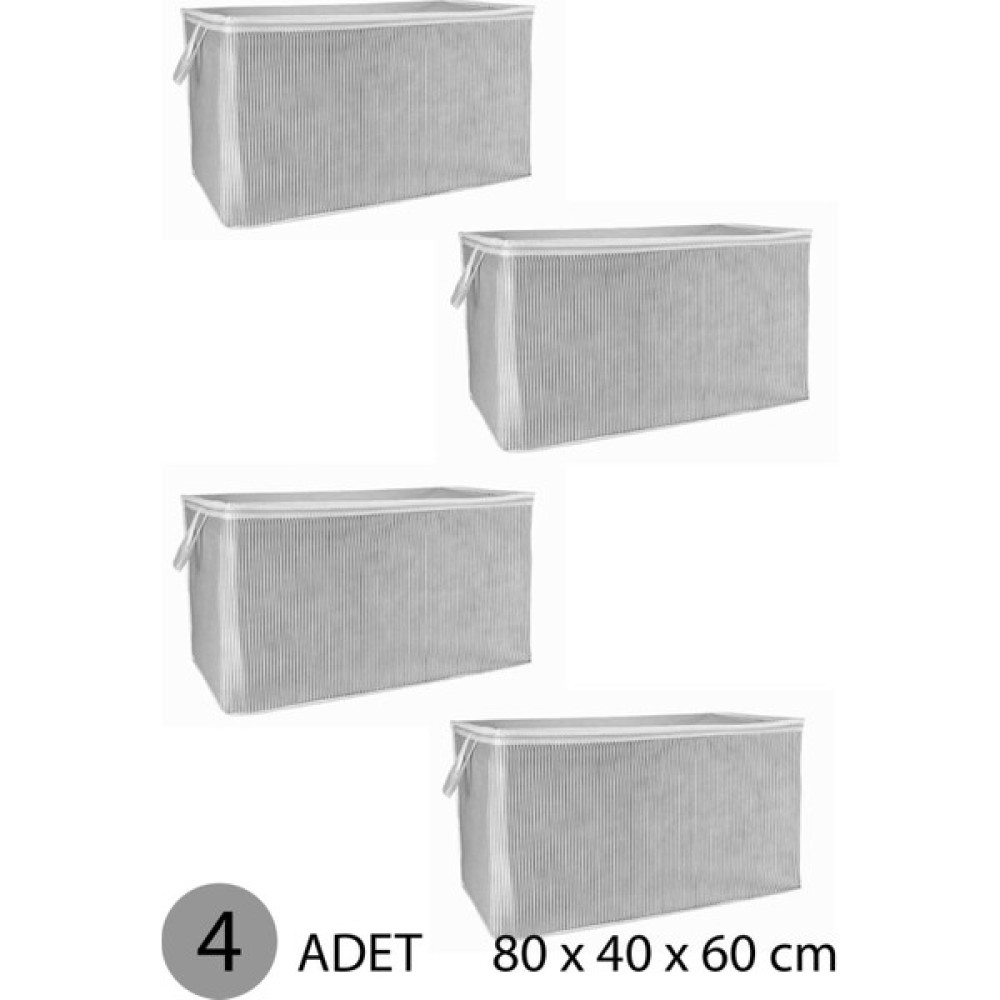 İndirim Hareketi Yorgan Hurcu Mega Hurç 80 x 60 x 40 cm Gri - 4 Adet - Beyaz - Gri Hurç Fiyatı
