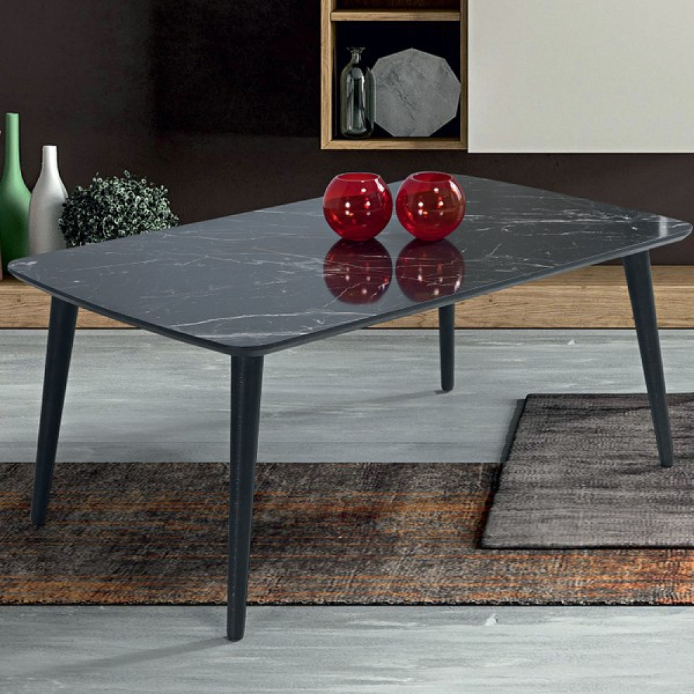 İnegöl Sehpa Ahşap Ayaklı Orta Sehpa Siyah Mermer 60 x 100 cm A4 Orta Sehpa Fiyatı
