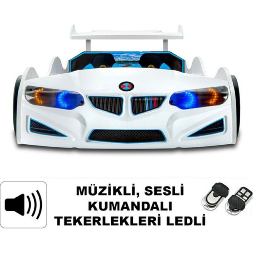 İnegöl'den Eve İnegölden Eve Bmv - Arabalı Yatak, Araba Karyola - M8 Serisi - Fullışıklı - Beyaz Karyola Fiyatı