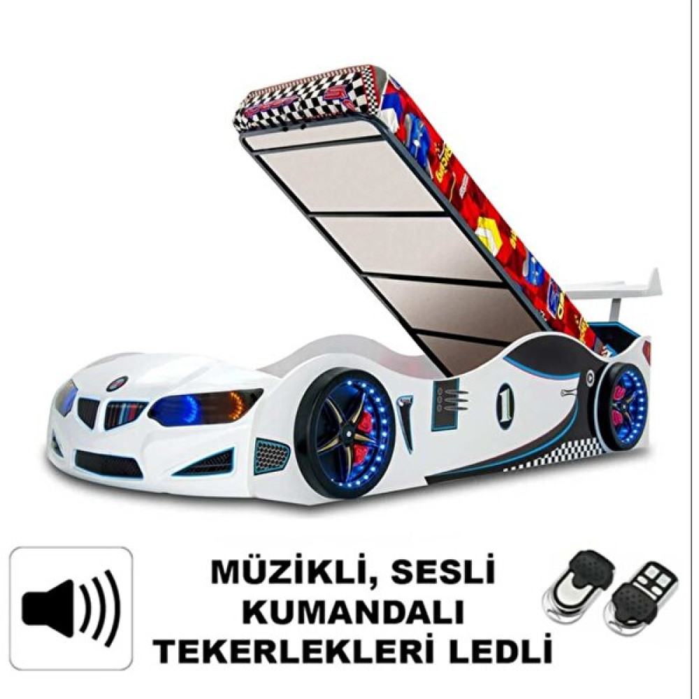 İnegöldeneve Gt1 - Bazalı - Bmw - Arabalı Yatak, Beyaz - 207 x 105 cm Karyola Fiyatı