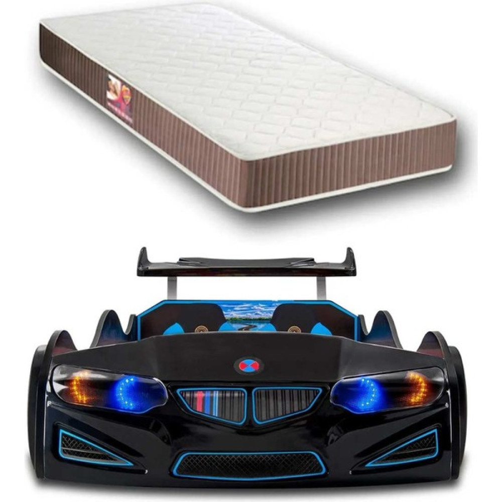 İnegöldeneve Gt1 - Yataklı - Bmw - Arabalı Yatak, Beyaz - Siyah - 207 x 105 cm Karyola Fiyatı