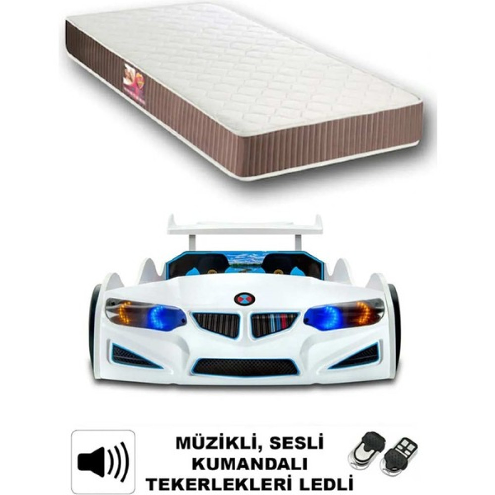 İnegöldeneve Gt1 - Yataklı - Bmw M7 - Beyaz Arabalı Yatak, Beyaz - 207 x 105 cm Karyola Fiyatı