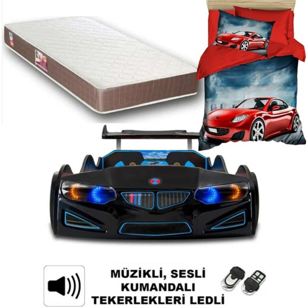 İnegöldeneve Gt1 - Yataklı & Nevresimli - Bmw - Arabalı Yatak, Siyah - 207 x 105 cm Karyola Fiyatı