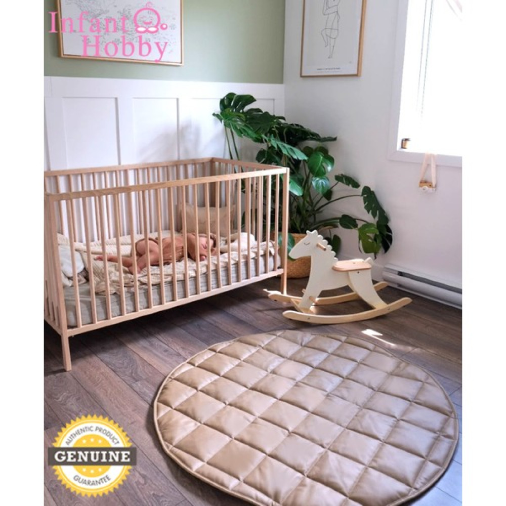 İnfant Hobby Natural Premium %100 Pamuk Çift Taraflı Kapitone Bebek Oyun Halısı & Oyun Matı 120x120x2 Cm - 120 x 120 cm - Bej - Kahve Oyuncak Fiyatı
