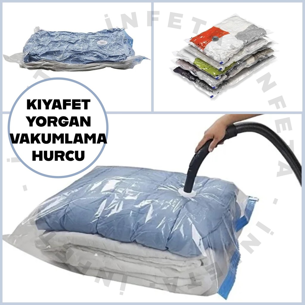 İnfeta 73X130 cm Vakumlu Hurç Yorgan Kıyafet Hurcu Valiz Dolap Baza Düzenleyici Vakumlu Poşet Yorgan Fiyatı