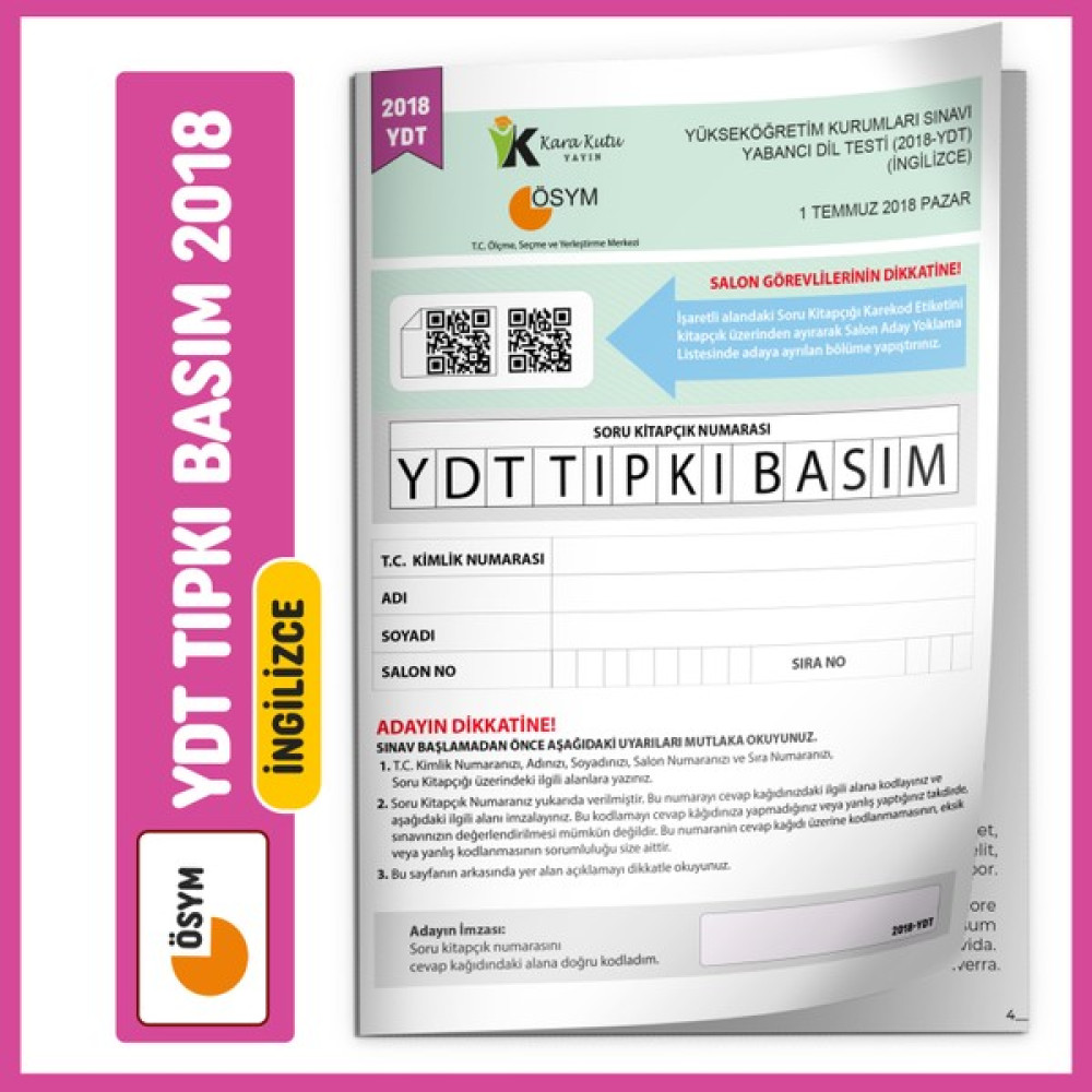 İnformal Yayınları 2018 YKS YDT İngilizce ÖSYM Çıkmış Soru Tıpkı Basım Türkiye Geneli Deneme Sınavı Soru Kitapçığı KPSS Fiyatı
