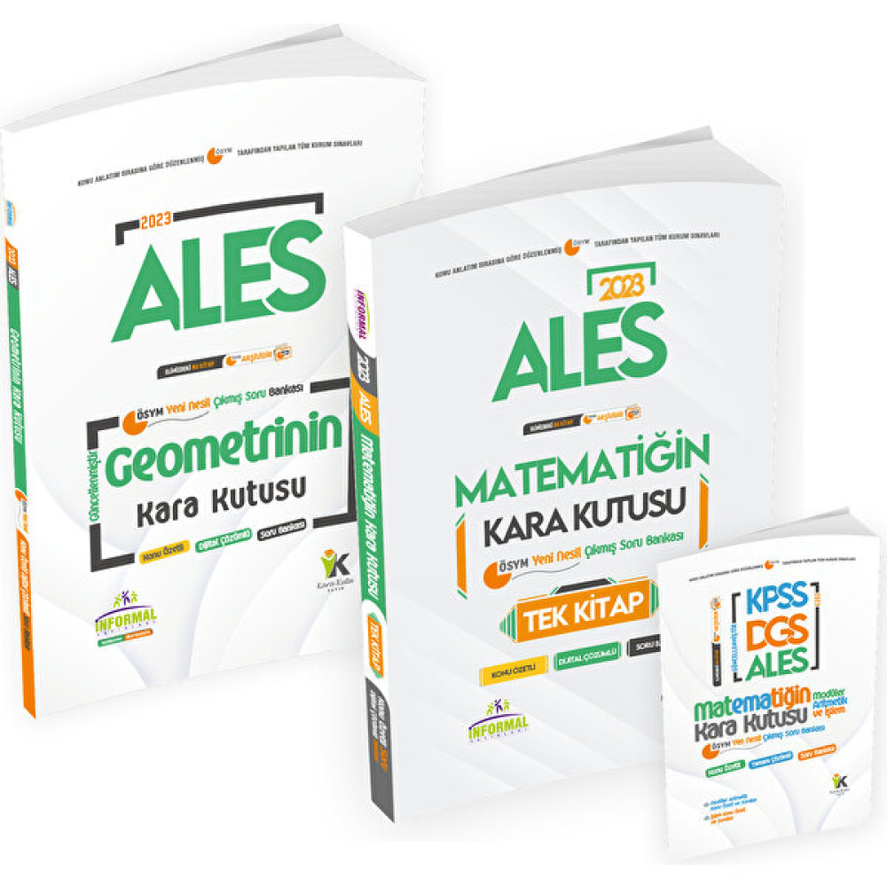 İnformal yayınları 2023 Ales Matematik TEK KİTAP ve Geometrinin Kara Kutusu Konu Ö.D.Çözümlü Çıkmış Soru Bankası Seti ALES Fiyatı