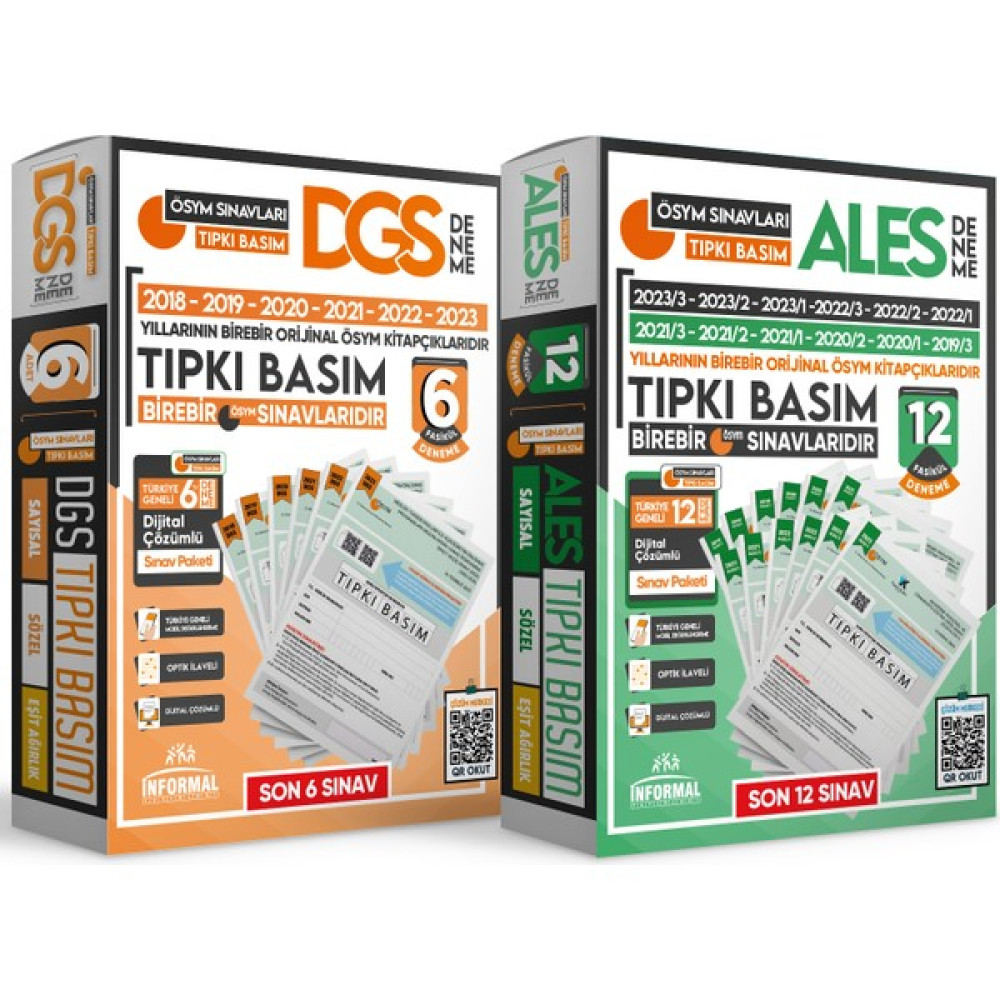 İnformal Yayınları 2024 Dgs -Ales Tıpkı Basım 2li dijital Çözümlü Paket Deneme Sınavı Temel Yeterlilik Testi (TYT) Fiyatı