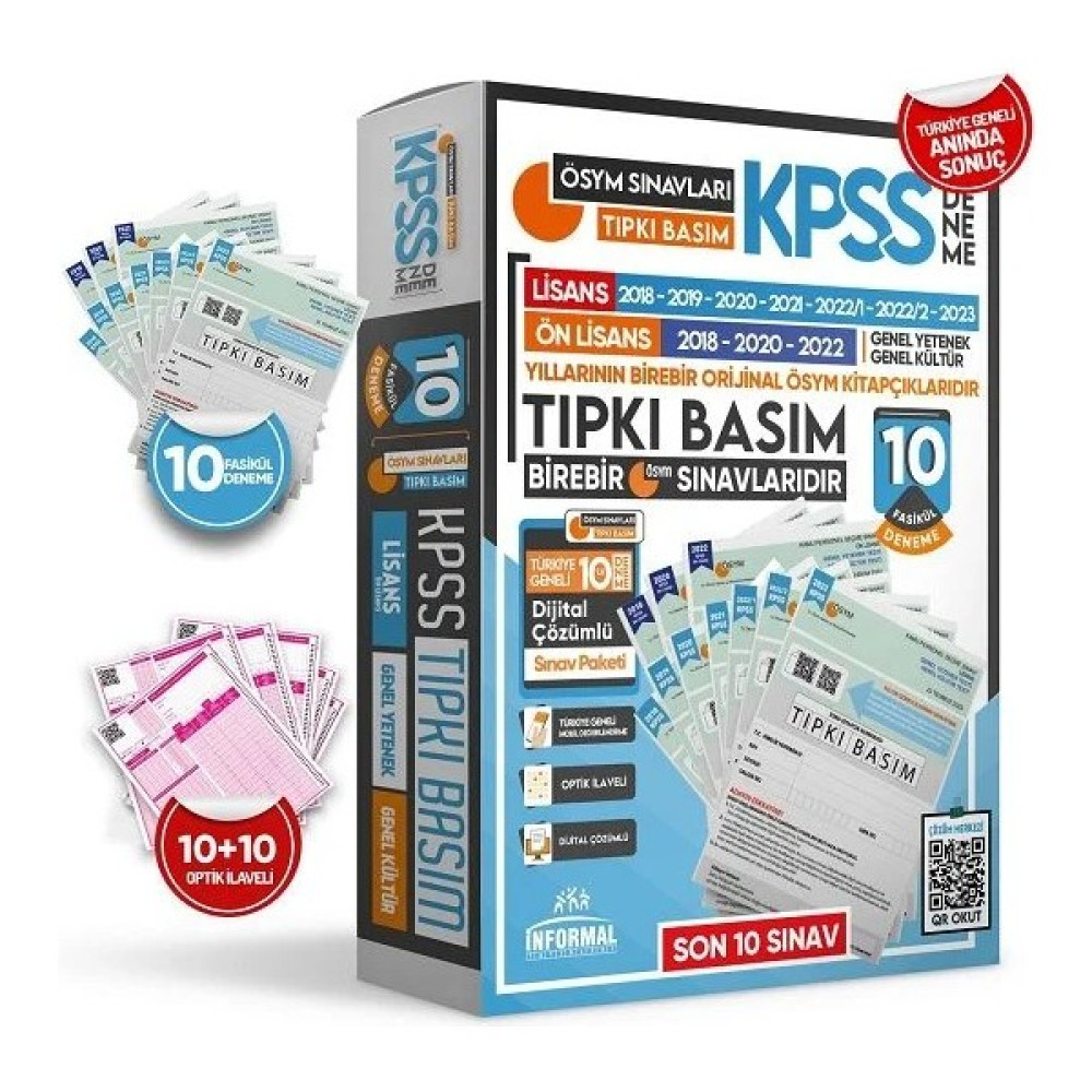 İnformal Yayınları 2024 KPSS Lisans Ön Lisans Genel Yetenek Genel Kültür Son 7 Yıl Tıpkı Basım 10’lu - Türkiye Geneli Fasikül Deneme KPSS Fiyatı