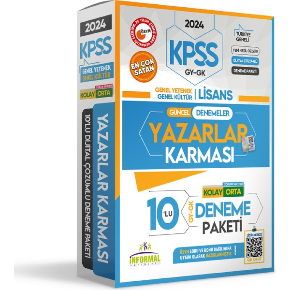 İnformal Yayınları 2024 KPSS Lisans Yazarlar Karması Genel Yetenek Genel Kültür Türkiye Geneli Kurumsal 10lu Dijital Çözümlü Paket Deneme Kaynak Kitapları Fiyatı