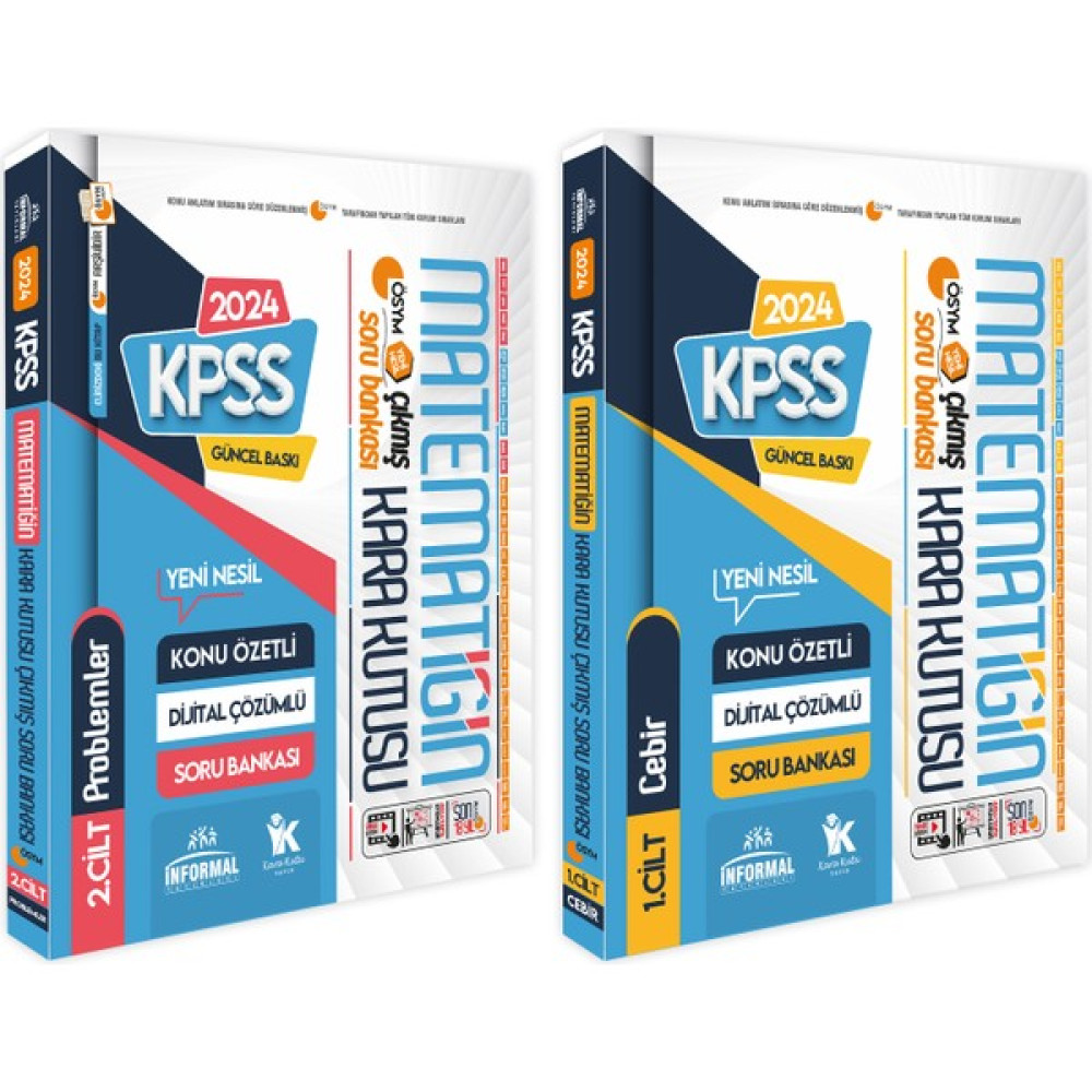 İnformal Yayınları 2024 KPSS Matematiğin Kara Kutusu 1.ve 2.cilt Konu Özetli D.çözümlü Ösym Soru Bankası Set Paket KPSS Fiyatı