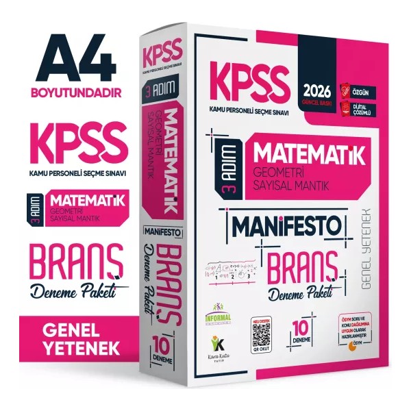 İnformal Yayınları 2026 KPSS Matematik 3 Adım Manifesto Branş Deneme Paketi 10lu Dijital Çözümlü (Sayısal Mantık Dahil) Diğer Fiyatı