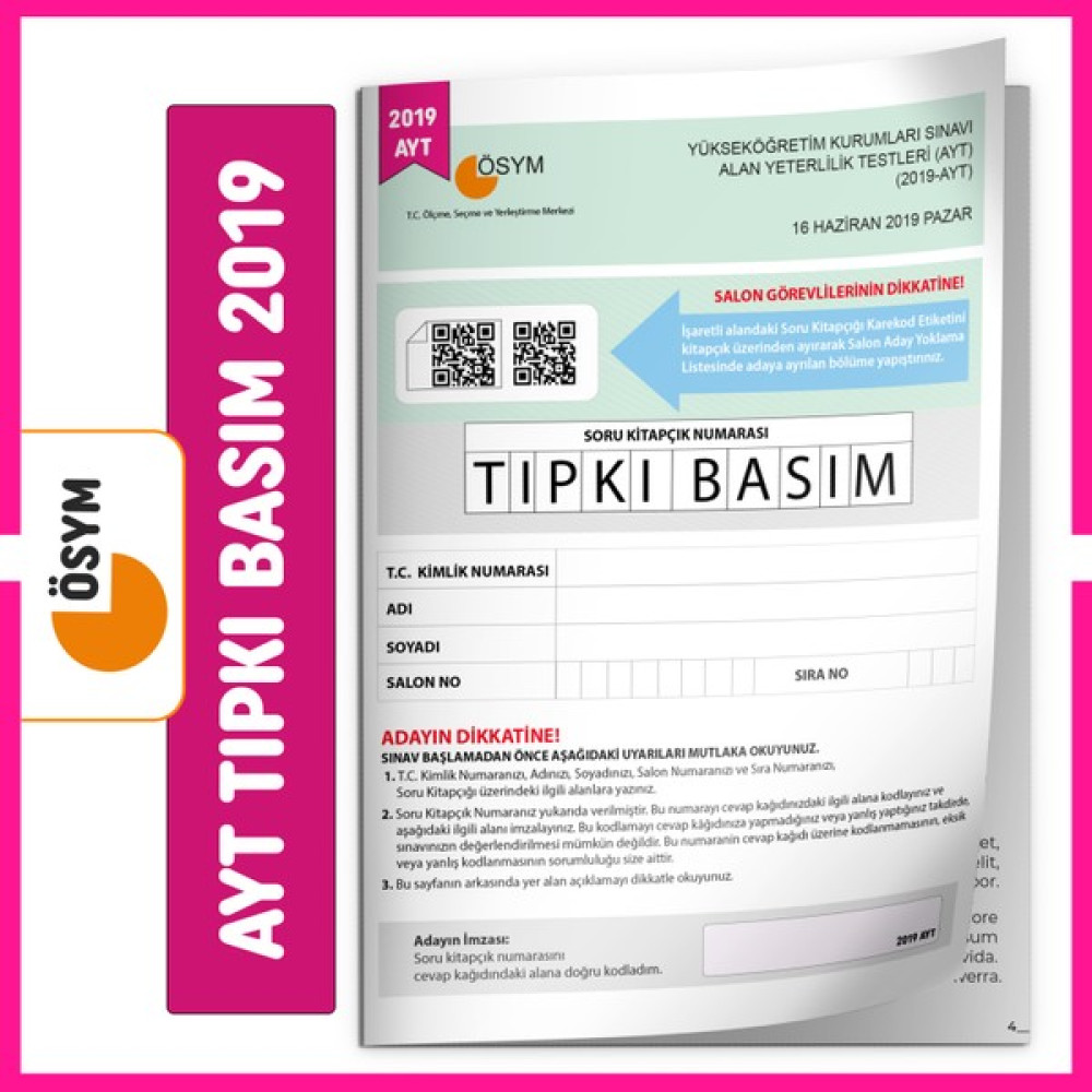 İnformal Yayınları AYT 2019 ÖSYM Tıpkı Basım Türkiye Geneli Dijital Çözümlü Çıkmış Soru Kitapçığı Temel Yeterlilik Testi (TYT) Fiyatı
