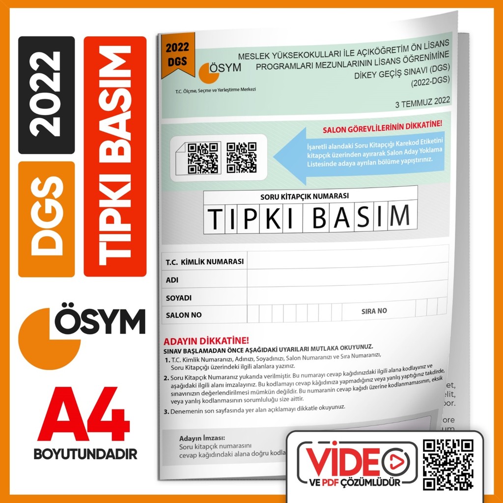 İnformal Yayınları DGS 2022 ÖSYM Tıpkı Basım Çıkmış Soru Türkiye Geneli Dijital Çözümlü Deneme Kitapçığı Diğer Fiyatı