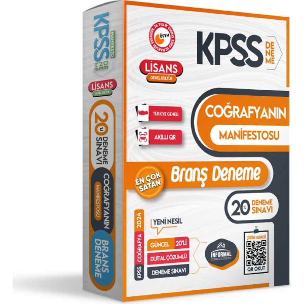 İnformal Yayınları KPSS 2024 Lisans Coğrafyanın Manifestosu Dijital Çözümlü 20’ LI Branş Denemesi KPSS Fiyatı