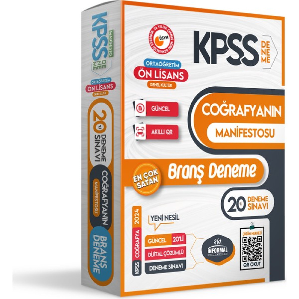 İnformal Yayınları KPSS 2024 Ortaöğretim-Ön Lisans Coğrafyanın Manifestosu 20LI Dijital Çözümlü Branş Denemesi (Ciltli) KPSS Fiyatı