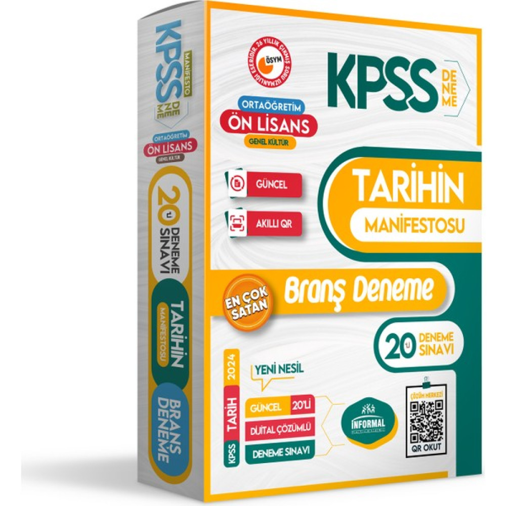 İnformal Yayınları KPSS 2024 Ortaöğretim-Ön Lisans Tarihin Manifestosu 20LI Dijital Çözümlü Branş Denemesi (Ciltli) KPSS Fiyatı