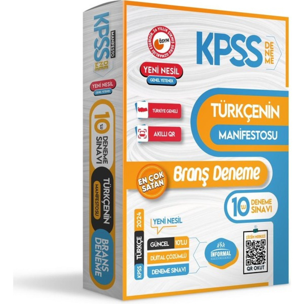 İnformal Yayınları KPSS 2024 Türkçenin Manifestosu 10 ' Lu Dijital Çözümlü Branş deneme Paketi KPSS Fiyatı