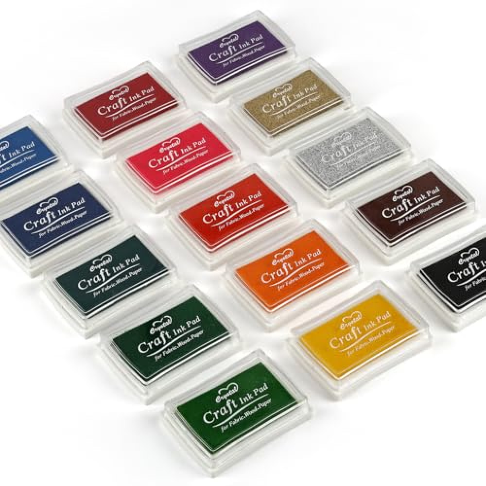 Ink Pads for Stamps, 15 Color Craft Ink Pad for Kids Washable, Finger Ink Pads for DIY, Paper, Wood Fabric, Scrapbooking, Rubber Stamps