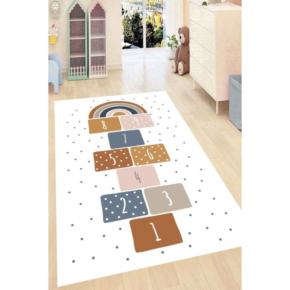 İnka Halı Antibakteriyel Kaymaz Dot Taban Yıkanabilir Dijital Baskı Çocuk Halısı MRC2660 - Renkli - 80 x 250 cm Bebek Odası Halı Fiyatı