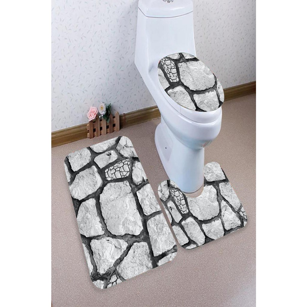 İnka Halı Antibakteriyel Yıkanabilir Kaymaz Dot Taban 3'lü Klozet Takımı (60CM x 100CM - 55CM x 60CM - 47CM x 50CM) İNKZ6015 Salon Halısı Fiyatı