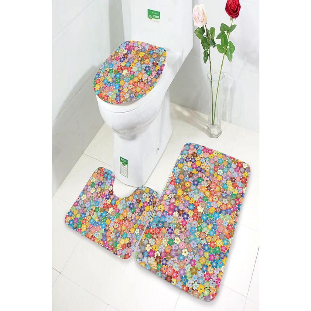 İnka Halı Antibakteriyel Yıkanabilir Kaymaz Dot Taban 3'lü Klozet Takımı (60CM x 100CM - 55CM x 60CM - 47CM x 50CM) İNKZ6031 Salon Halısı Fiyatı