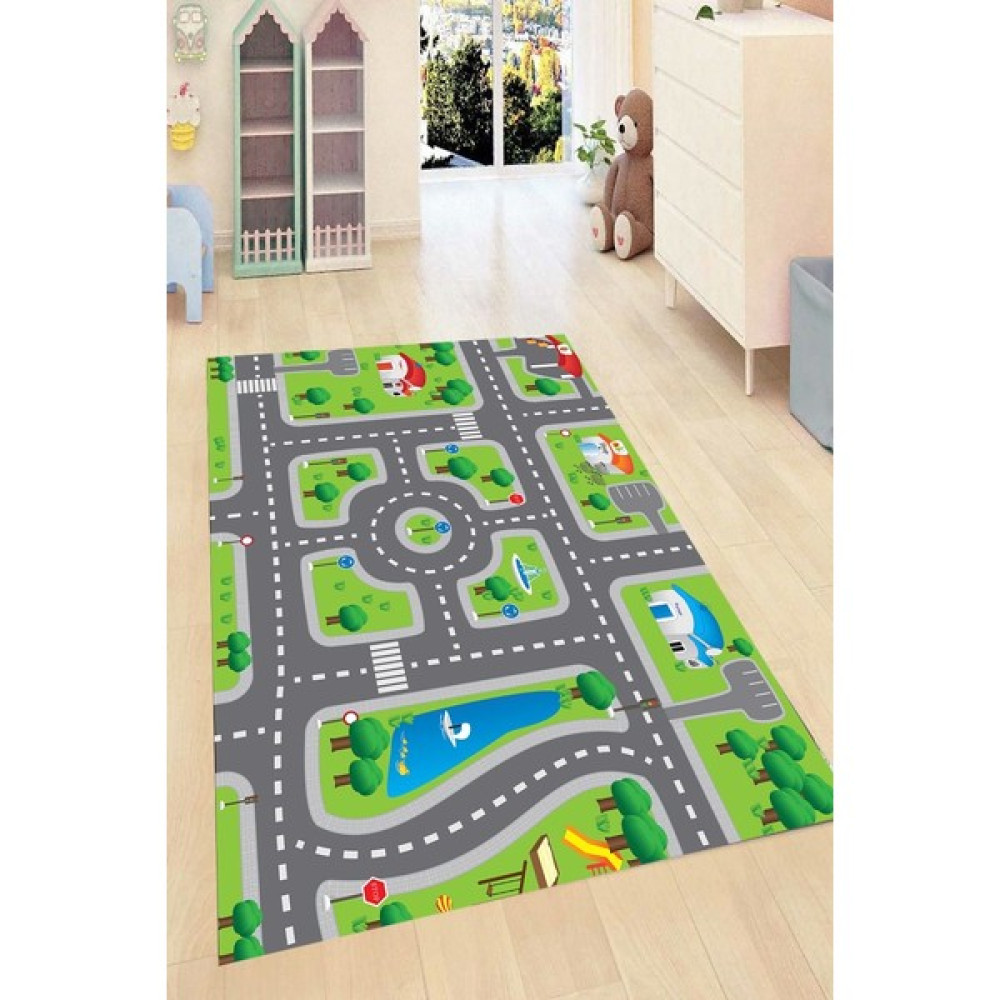 İnka Halı Yıkanabilir Kaymaz Dot Taban Dijital Baskı Çocuk Halısı MRC1468 - Renkli - 140 x 200 cm Bebek Odası Halı Fiyatı