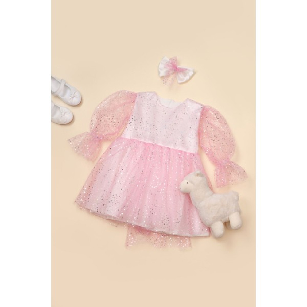 Inmini Kız Çocuk Pembe Tüllü Yıldızlı Tütülü Elbise Kız Çocuk Elbise Fiyatı
