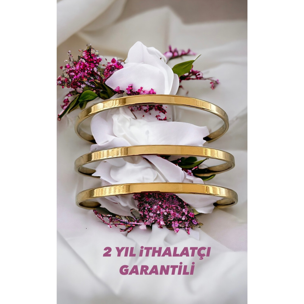 İNN JEWELLERY Çelik Kalın Ajda Bilezik Kararmaz 3 Adet (2 YIL ITHALATÇI GARANTİLİ) (16-18 Cm Bileklere ) 16-18 Beden Çelik Bilezik Fiyatı