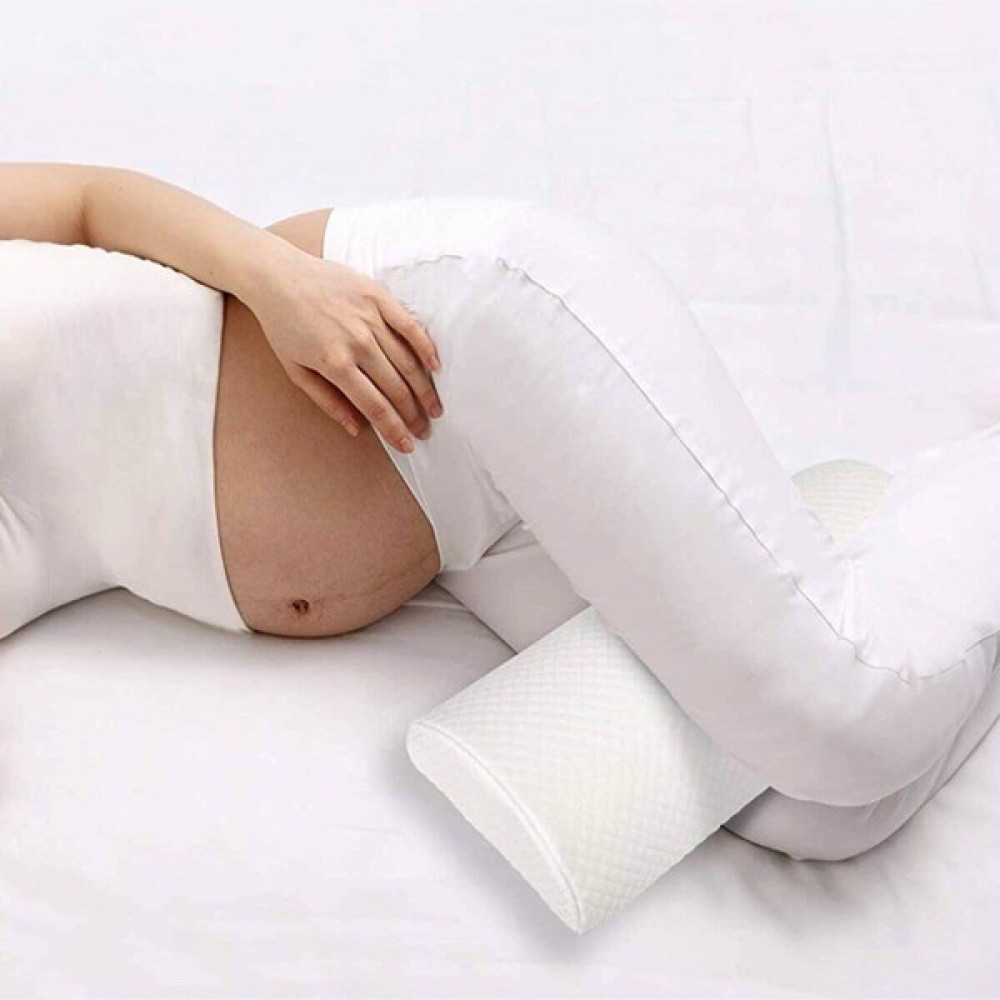 INNDREAM Bacak Arası Diz Altı Alt Sırt Yastığı Hafızalı Yarım Ay Yastık Bacak Dinlendirme Yastığı - 45 cm - Beyaz Kırlent / Mobilya Yastığı Fiyatı