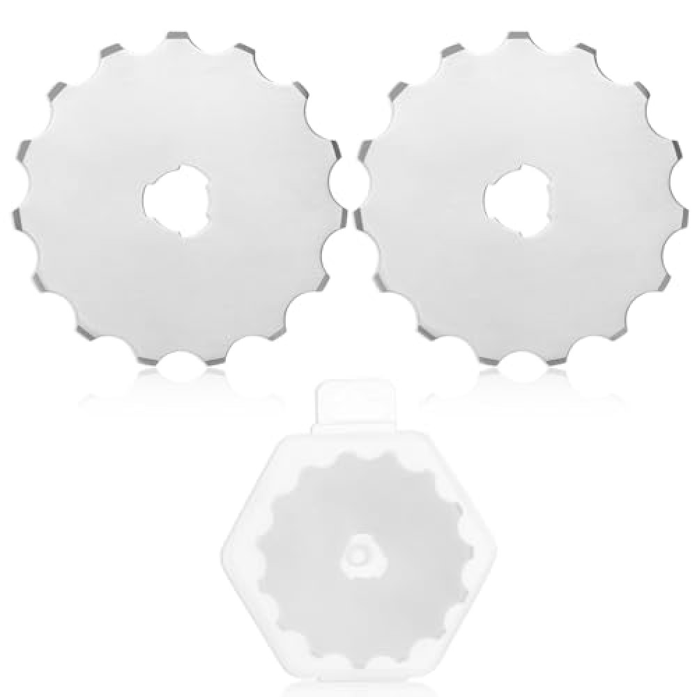 InnoHHustle 2 Pieces 45 mm Perforating Rotary Replacement Blades Crochet Edge Skip Blade Perforated Rotary Blades for Crochet Edge Cutting Crafting Sewing Leather Paper Cardstock