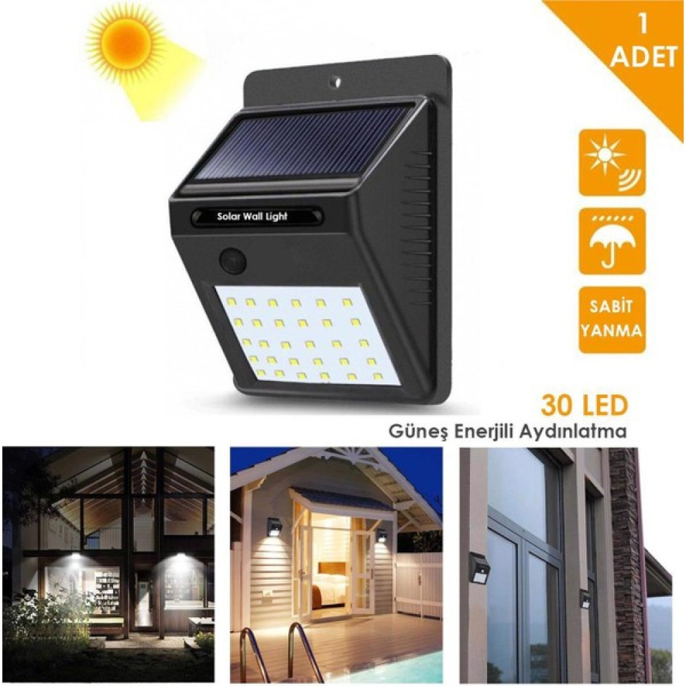 İno Led Inoled Solar (Güneş Panelli) Duvar Aplik 60LM 15W - Siyah Aplikler Fiyatı