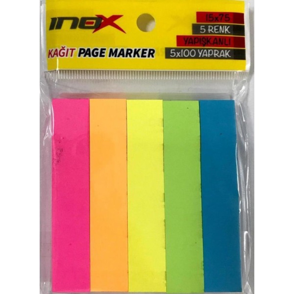 Inox 04662 Yapışkanlı Kağıt Page Marker 5 Renk 100 Yaprak 15 x 75 Not Defteri & Bloknot Fiyatı