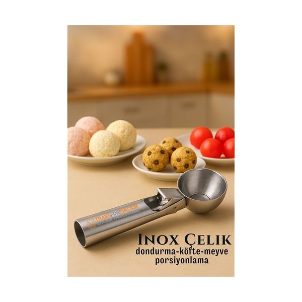 Inox 5 cm Dondurma Kaşığı - Karpuz Kurabiye Köfte Helva Porsiyonlama - Renkli Giyim & İç Giyim Fiyatı