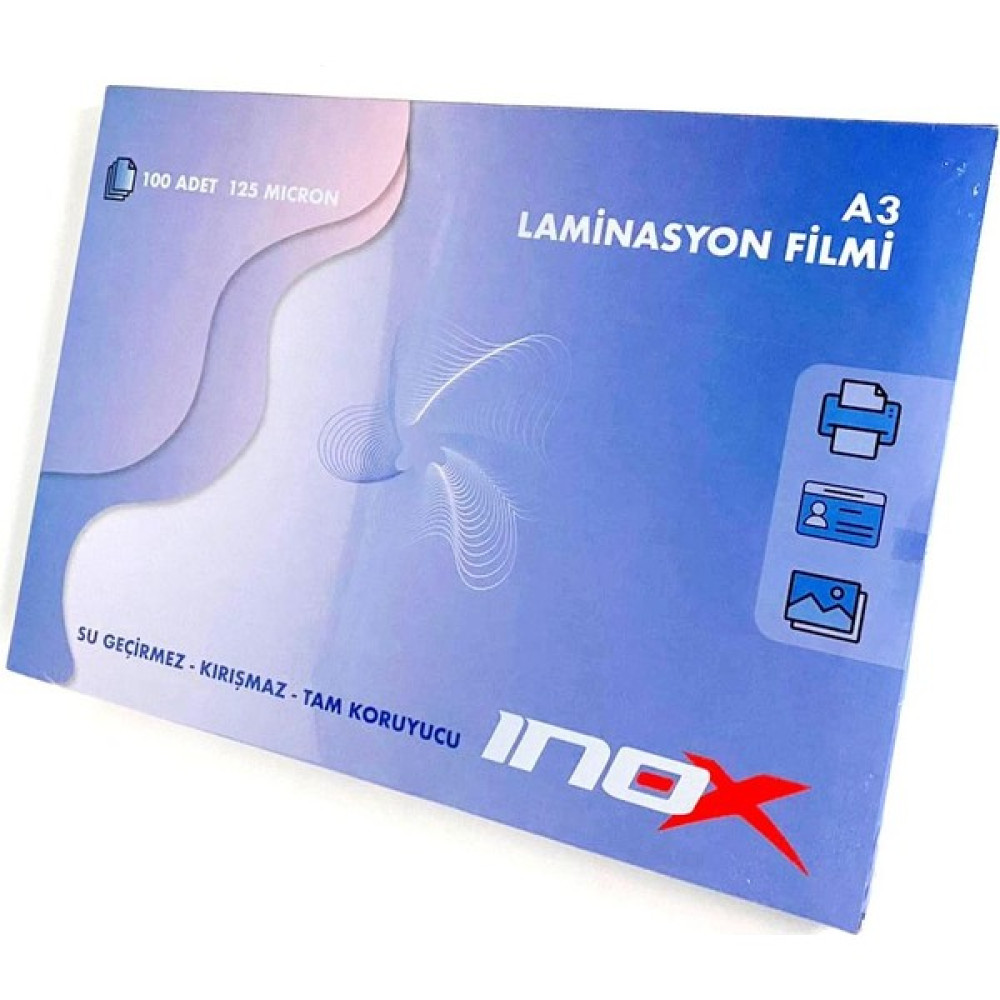 Inox A3 Parlak Laminasyon Filmi 125 Micron 100 Adet Laminasyon Sistemi Fiyatı