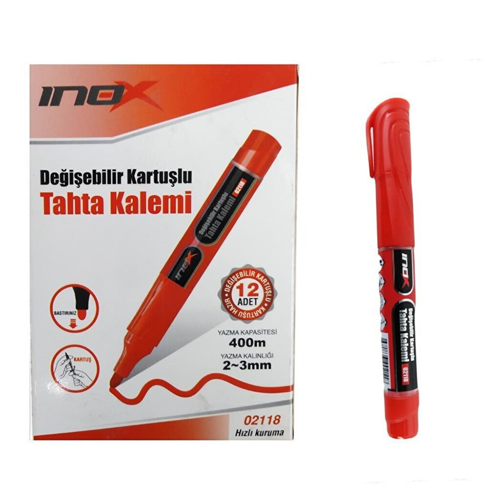 Inox Kartuşlu Kalem 12li Kırmızı 1 Pkt CD-DVD-Asetat Kalemi Fiyatı