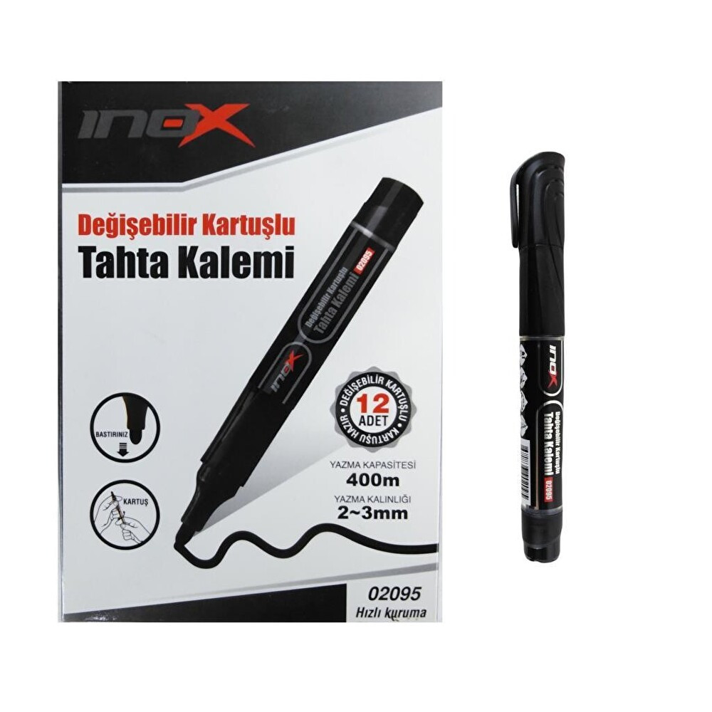 Inox Kartuşlu Kalem 12li Siyah- 1 Pkt CD-DVD-Asetat Kalemi Fiyatı