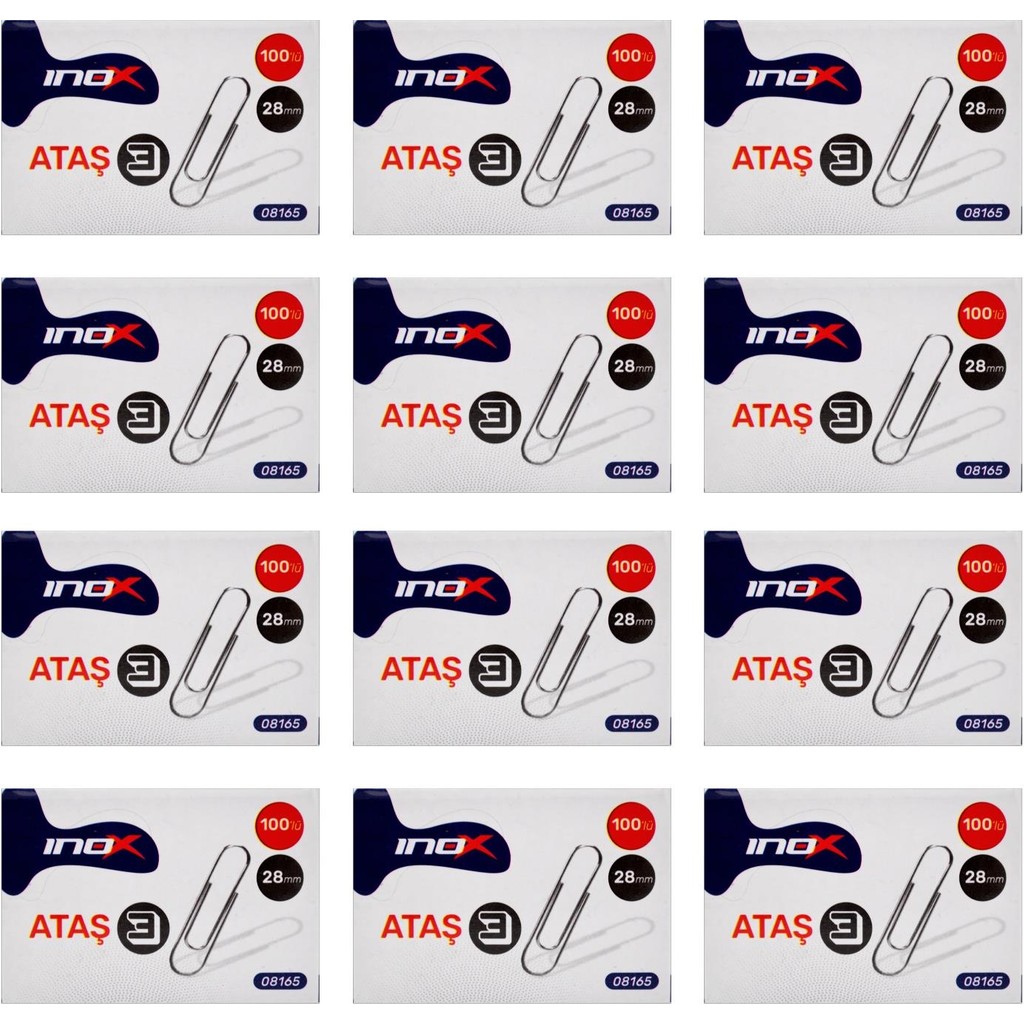 Inox No:3 28 mm Ataş 100 Adet Ergonomik Kullanım İçin 12 Kutu Metal Tutturucu - Gri Ataş Fiyatı